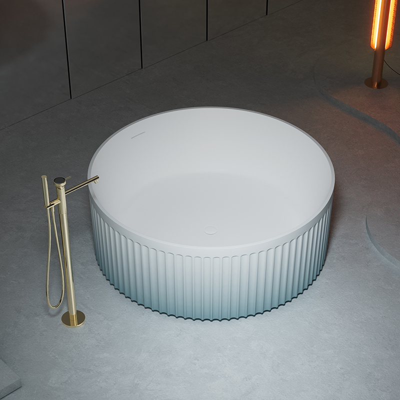 Factory Supply Gradient Color Freestanding Round Artificial Stone Bathtub TW-8119