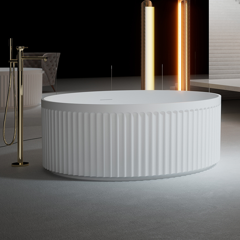 Factory Supply Gradient Color Freestanding Round Artificial Stone Bathtub TW-8119