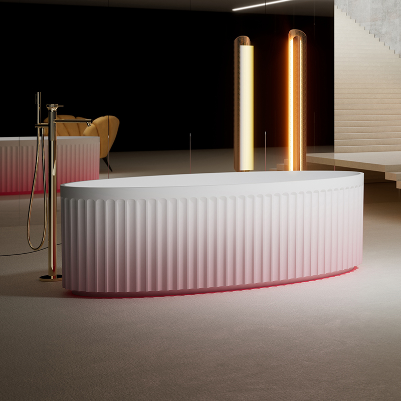 Factory Wholesale Customized Color Freestanding Fluted Artificial Stone Bathtub TW-8117