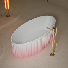 Factory Wholesale Customized Color Freestanding Fluted Artificial Stone Bathtub TW-8117