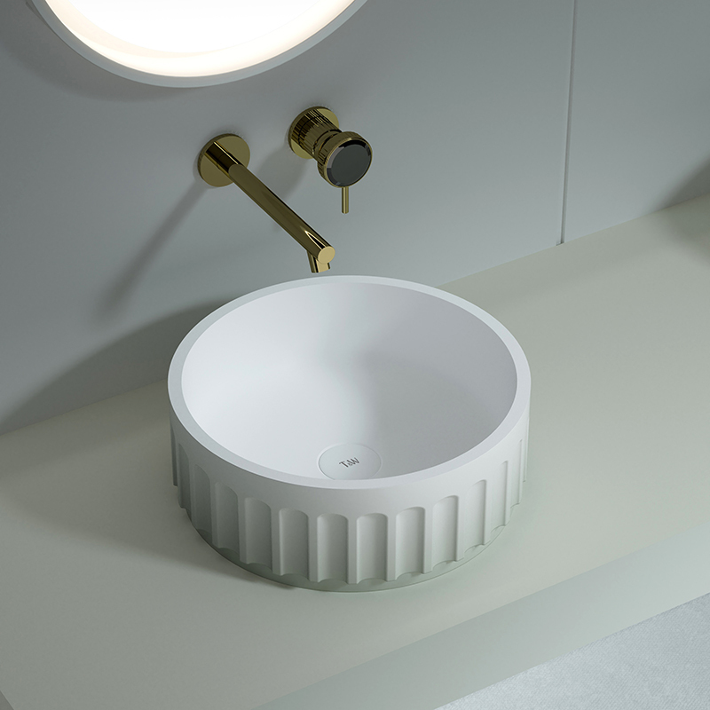 Popular Wholesale Designer Gradient Color Round Artificial Stone Counter Top Basin TW-A819