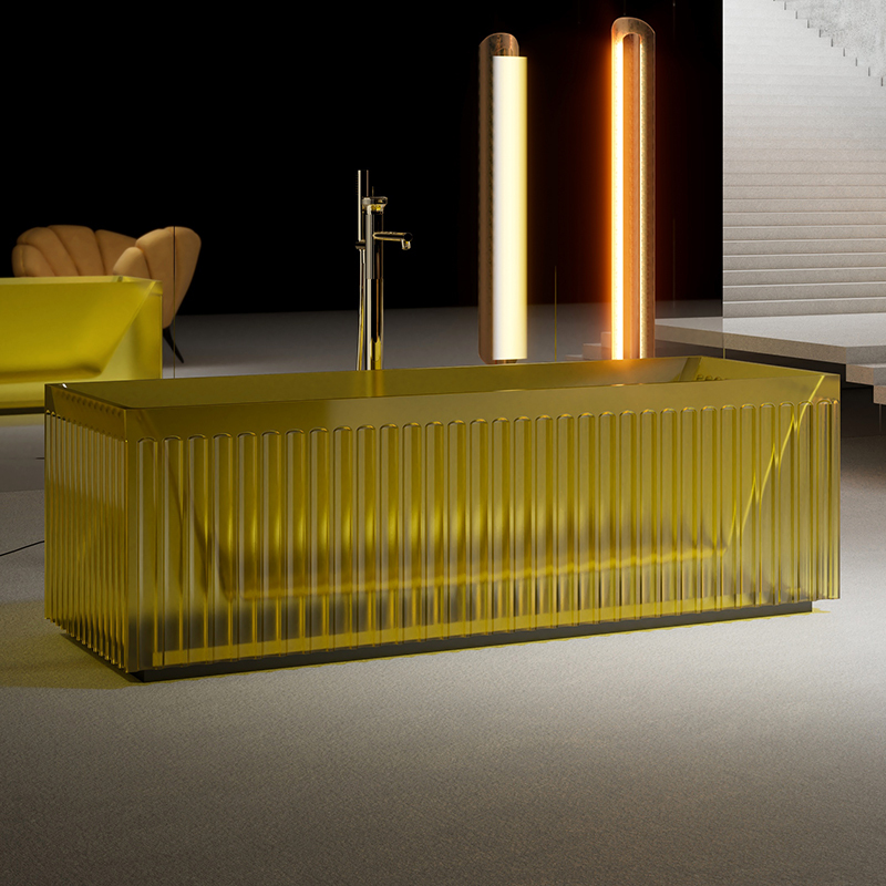 Wholesale Price Rectangular Fluted Transparent Bathtub TW-8115T