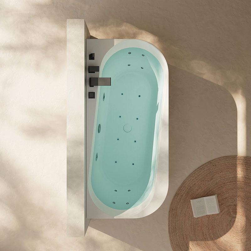 Wholesale Fashion Acrylic Back to Wall Integrated Bubble Constant Temperature Heated Massage Bathtub TW-7733M