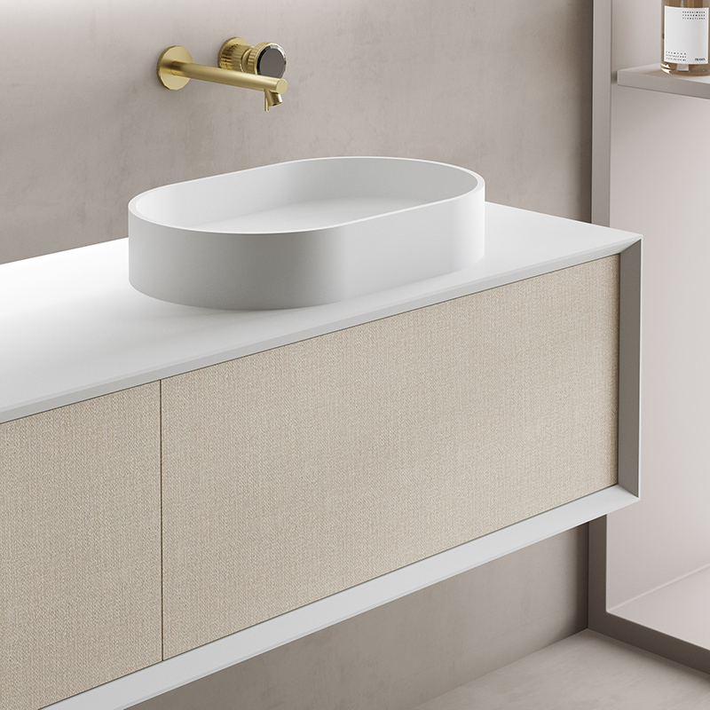 Factory Supply Quality Assurance Double Counter Top Sink Floating Bathroom Cabinet TW-2202