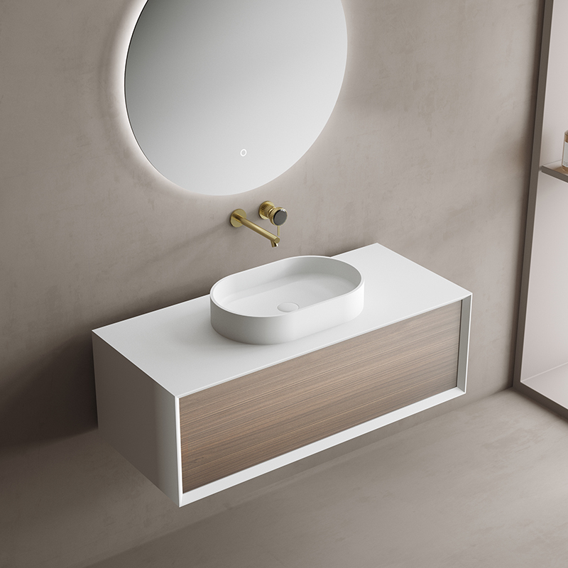 China Wholesale Factory Single Counter Top Sink Wall Mounted Hanging Bathroom Vanity Cabinet TW-2201