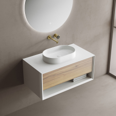 Wholesale High End Quality Single Counter Top Sink Wall Mounted Hanging Bathroom Vanity Cabinet TW-2200