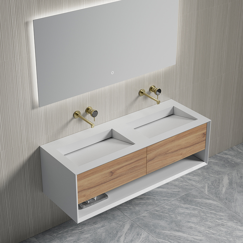 Großhandel mit Doppel-Unterbauwaschbecken in High-End-Qualität, schwimmender Badezimmer-Waschtischschrank TW-2510