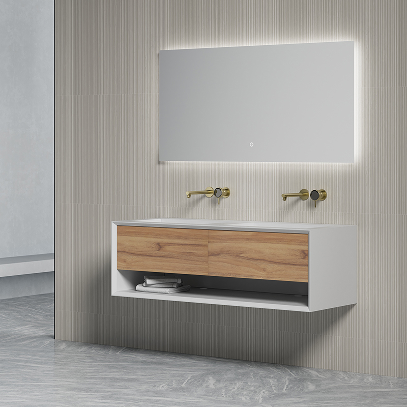Großhandel mit Doppel-Unterbauwaschbecken in High-End-Qualität, schwimmender Badezimmer-Waschtischschrank TW-2510