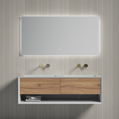 Großhandel mit Doppel-Unterbauwaschbecken in High-End-Qualität, schwimmender Badezimmer-Waschtischschrank TW-2510