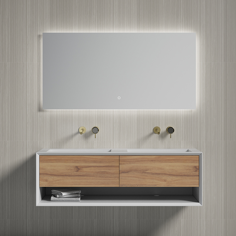 Großhandel mit Doppel-Unterbauwaschbecken in High-End-Qualität, schwimmender Badezimmer-Waschtischschrank TW-2510