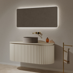 Wholesale High End Quality Fluted Floating Bathroom Vanity Unit With Countertop Sink TW-5101