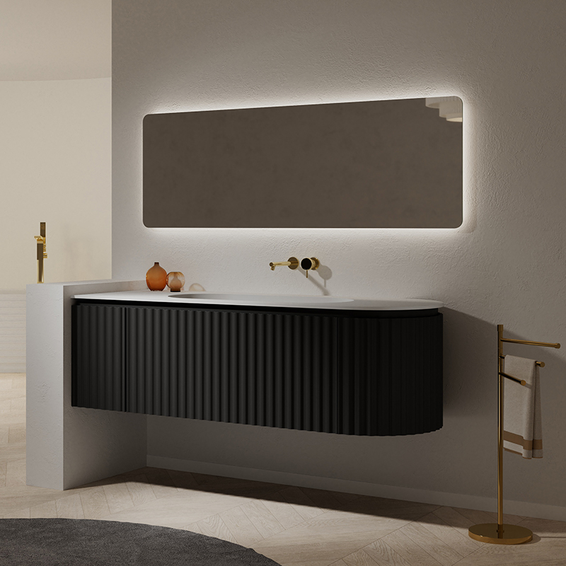Wholesale Manufacturer Oval Sink Fluted Wall Hung Bathroom Corner Cabinet TW-5301