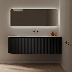 Wholesale Manufacturer Oval Sink Fluted Wall Hung Bathroom Corner Cabinet TW-5301