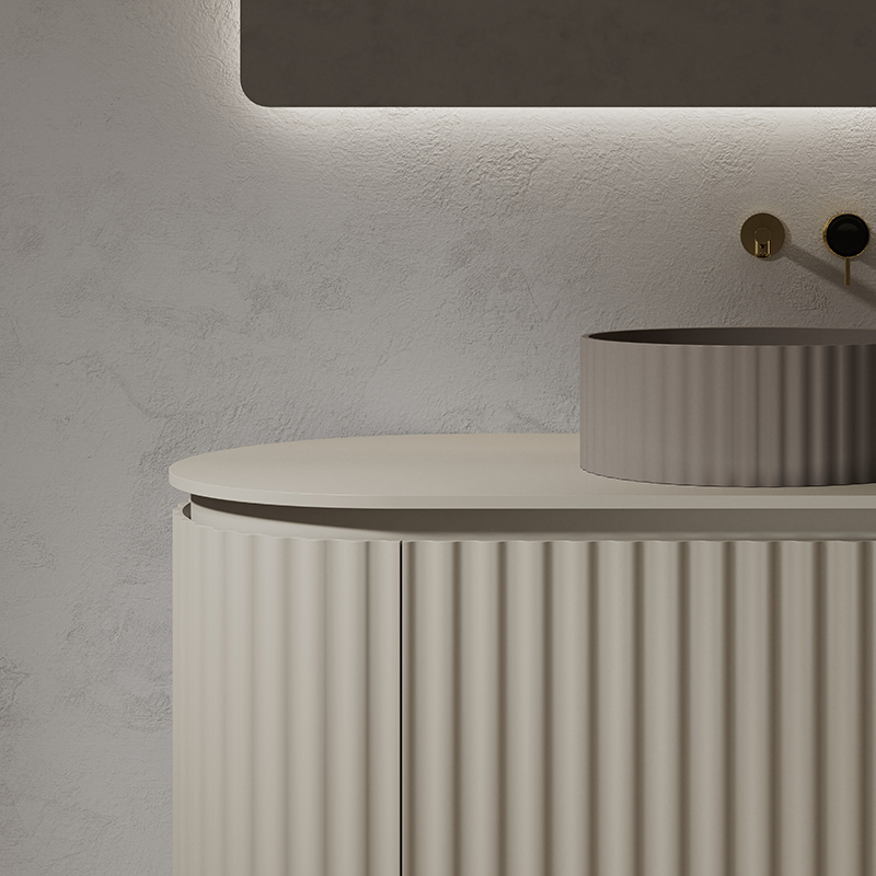 Wholesale High End Quality Fluted Floating Bathroom Vanity Unit With Countertop Sink TW-5101