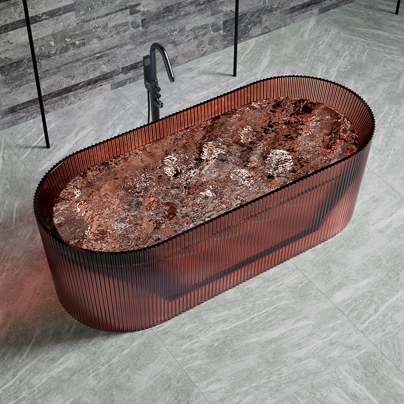 Freistehende transparente Sprudelmassagebadewanne TW-8301TM