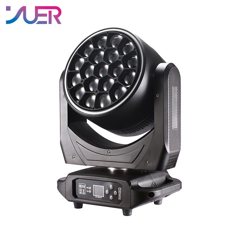 YUER LED 19x40W RGBW Bee Eye Beam Zoom Wash Effect With Light Strip Circle Rotate Professional Moving Head Stage Lighting Dj Disco