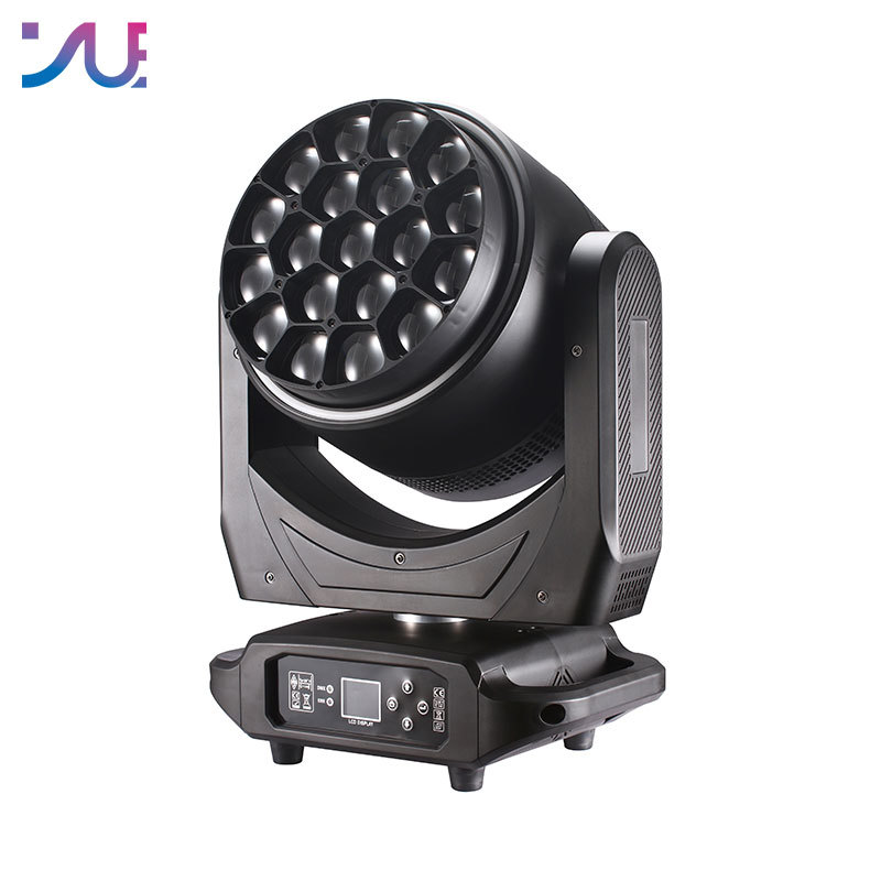 YUER LED 19x40W RGBW Bee Eye Beam Zoom Wash Effect With Light Strip Circle Rotate Professional Moving Head Stage Lighting Dj Disco