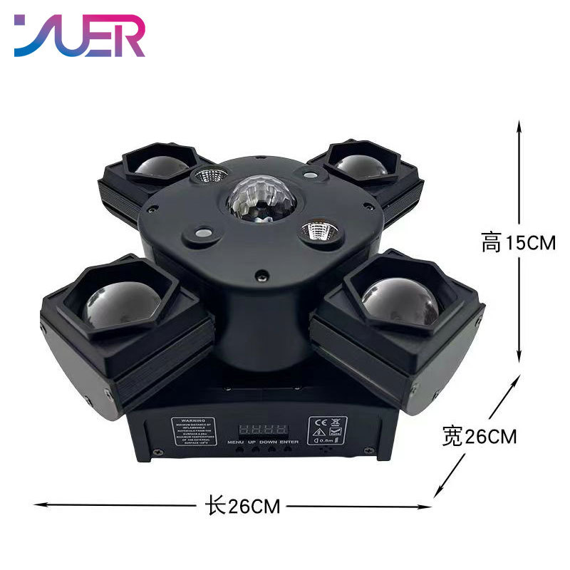YUER NEW 4X15W RGBW Laser Lamp Moving Head Light Beam Strobe Magic Ball Projector 14/21DMX Stage DJ Bar Party Stage Light 4in1