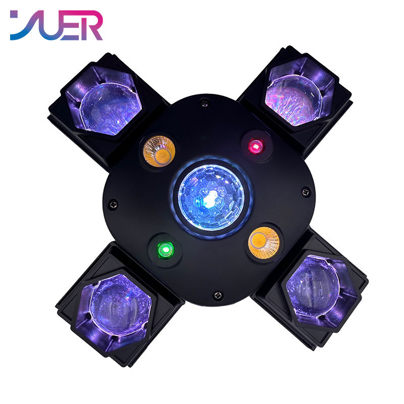 YUER NEW 4X15W RGBW Laser Lamp Moving Head Light Beam Strobe Magic Ball Projector 14/21DMX Stage DJ Bar Party Stage Light 4in1
