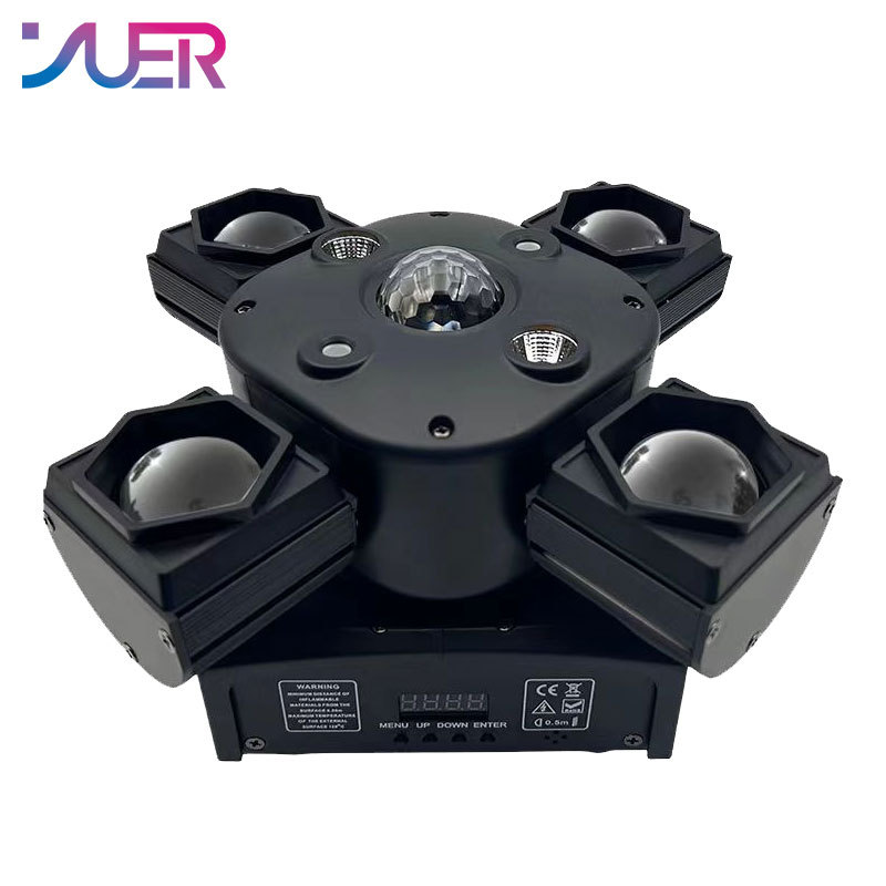 YUER NEW 4X15W RGBW Laser Lamp Moving Head Light Beam Strobe Magic Ball Projector 14/21DMX Stage DJ Bar Party Stage Light 4in1