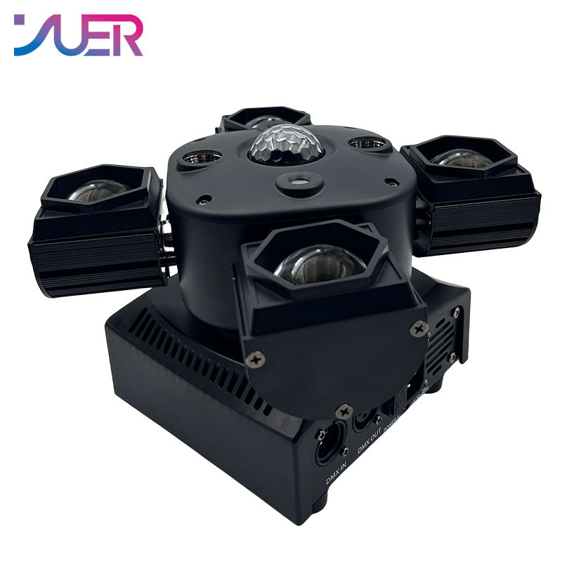 YUER NEW 4X15W RGBW Laser Lamp Moving Head Light Beam Strobe Magic Ball Projector 14/21DMX Stage DJ Bar Party Stage Light 4in1