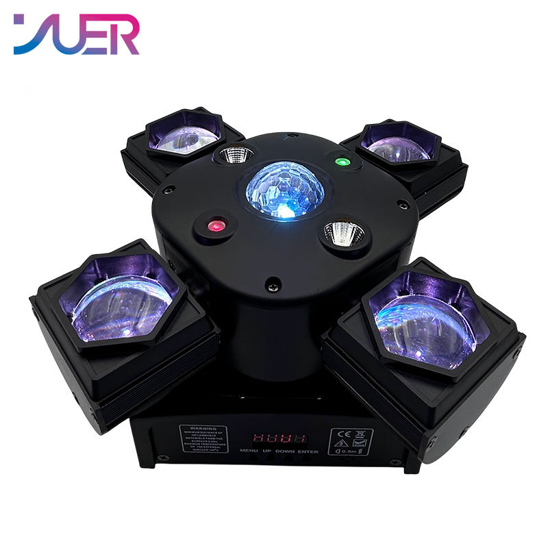 YUER NEW 4X15W RGBW Laser Lamp Moving Head Light Beam Strobe Magic Ball Projector 14/21DMX Stage DJ Bar Party Stage Light 4in1