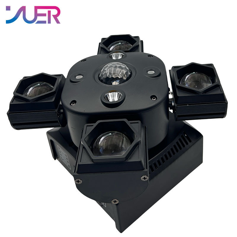YUER NEW 4X15W RGBW Laser Lamp Moving Head Light Beam Strobe Magic Ball Projector 14/21DMX Stage DJ Bar Party Stage Light 4in1