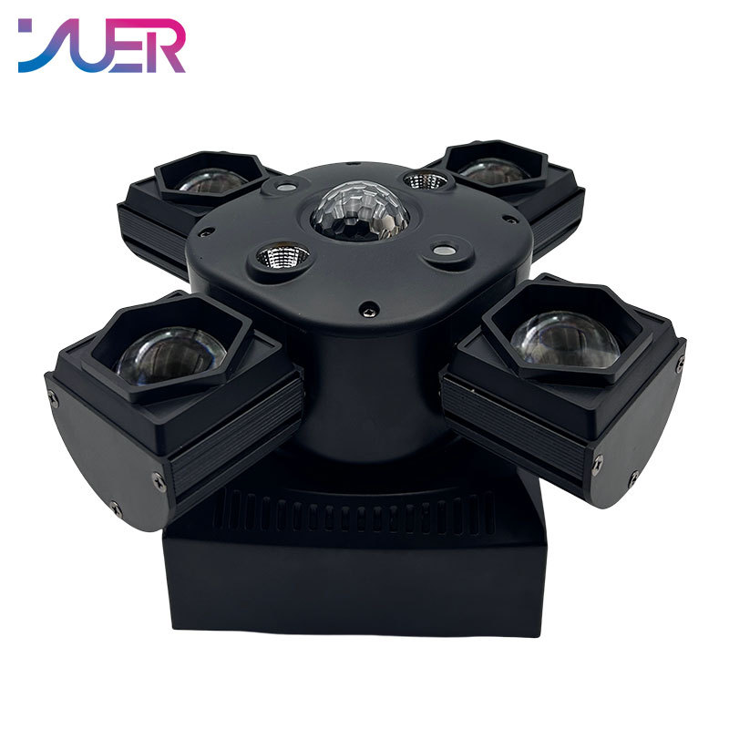 YUER NEW 4X15W RGBW Laser Lamp Moving Head Light Beam Strobe Magic Ball Projector 14/21DMX Stage DJ Bar Party Stage Light 4in1