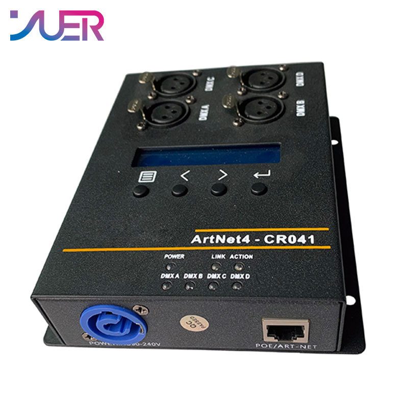 YUER NEW ArtNet DMX 2048 Ethernet Lighting Controller Interface, 4 Universe/Truss Mountable/PoE CR041 For DJ Disco Stage Bar
