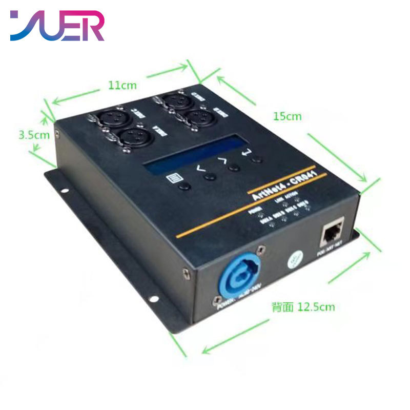 YUER NEW ArtNet DMX 2048 Ethernet Lighting Controller Interface, 4 Universe/Truss Mountable/PoE CR041 For DJ Disco Stage Bar