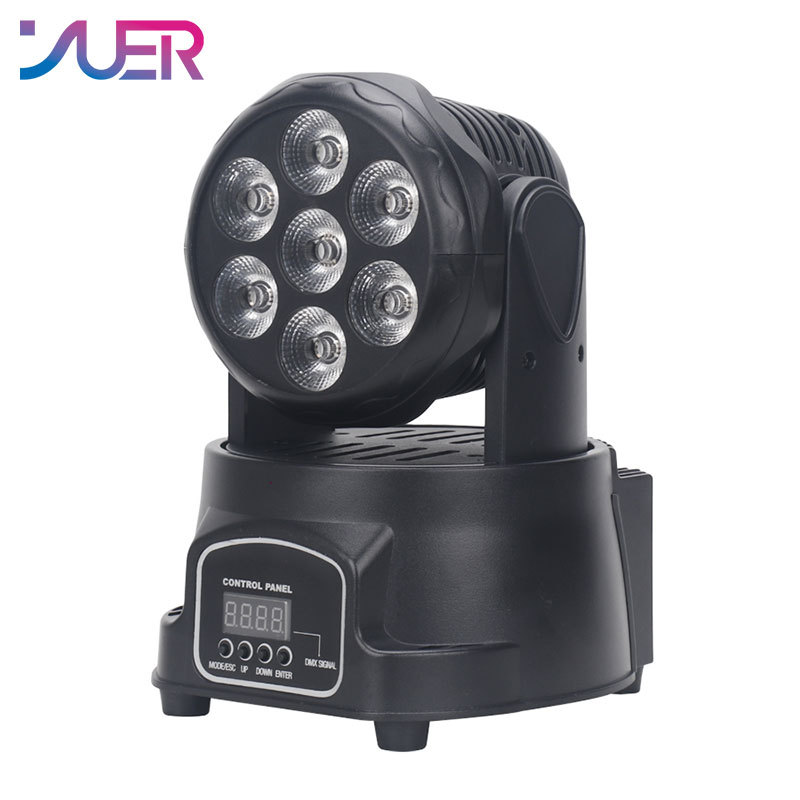 YUER LED 7X12W Wash Light RGBW 4in1 DJ Disco Stage Moving Head Lights