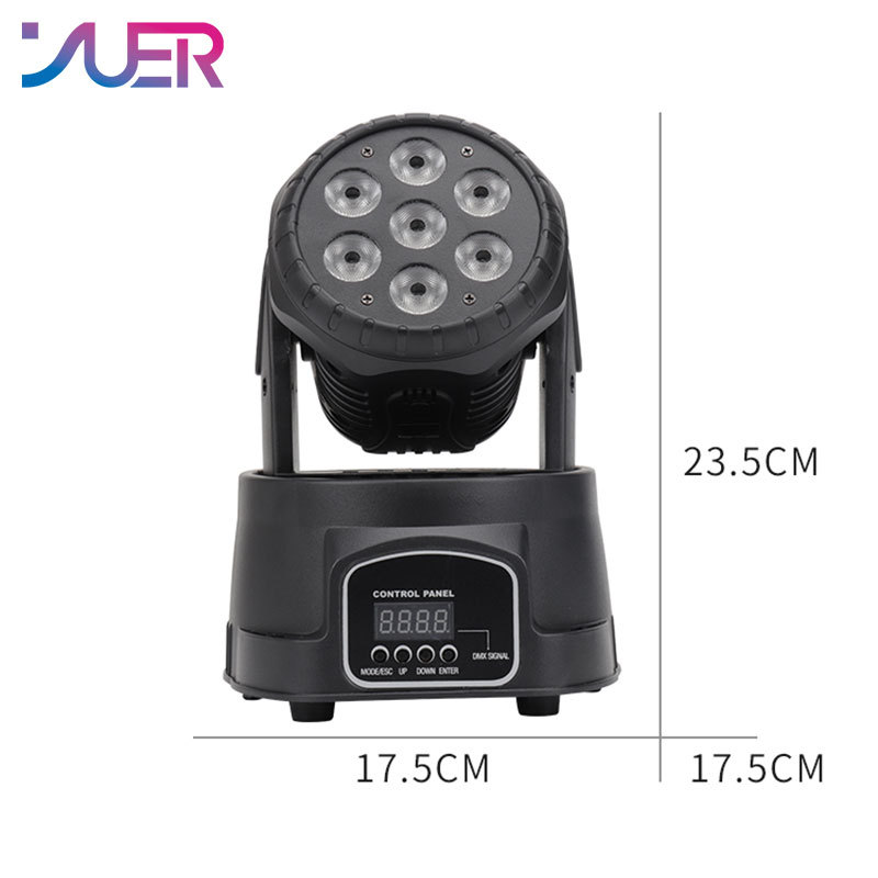 YUER LED 7X12W Wash Light RGBW 4in1 DJ Disco Stage Moving Head Lights