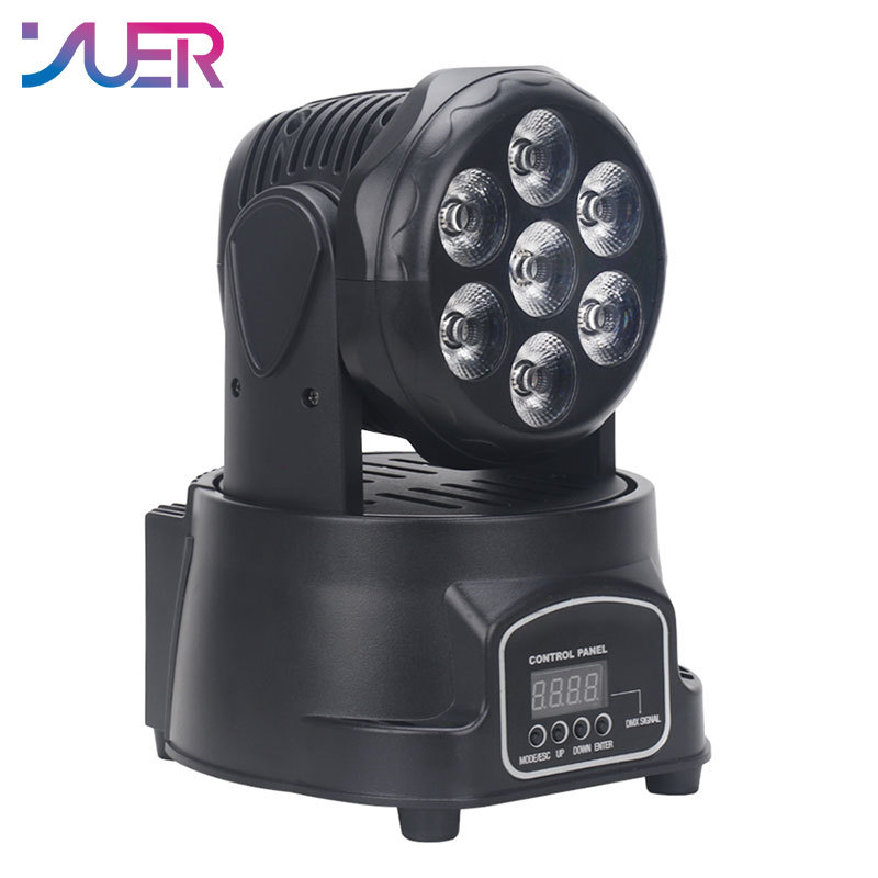 YUER LED 7X12W Wash Light RGBW 4in1 DJ Disco Stage Moving Head Lights