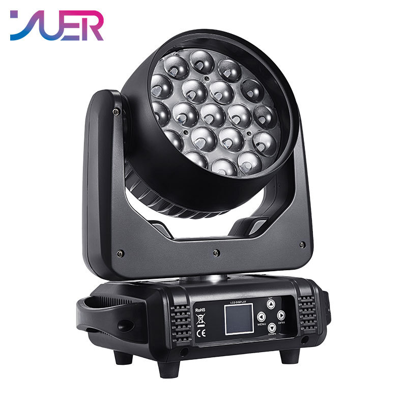 YUER 19x15W LED RGBW Beam + Wash Zoom Moving Head Light DMX512 DJ Disco Party Bar Dance Floor Stage Effect Lighting Equipment