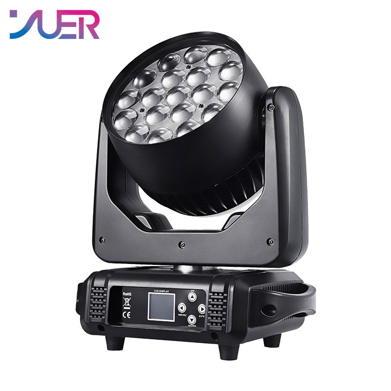 YUER 19x15W LED RGBW Beam + Wash Zoom Moving Head Light DMX512 DJ Disco Party Bar Dance Floor Stage Effect Lighting Equipment