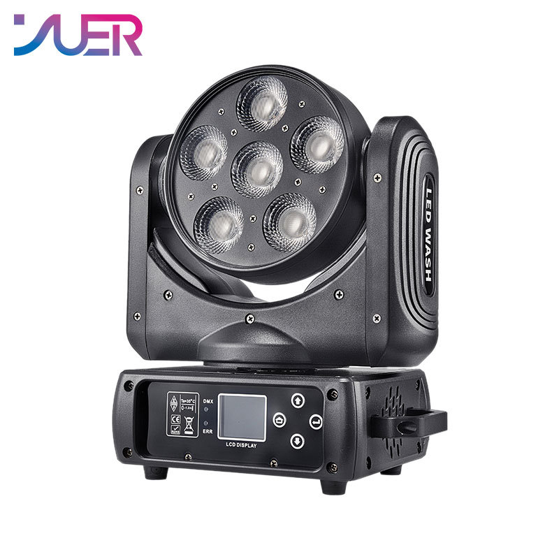 YUER 6x30W LED Zoom Wash RGB 3in1 Moving Head Light DXM Stage Equipment DJ Party Christmas Nightclub Stage Light