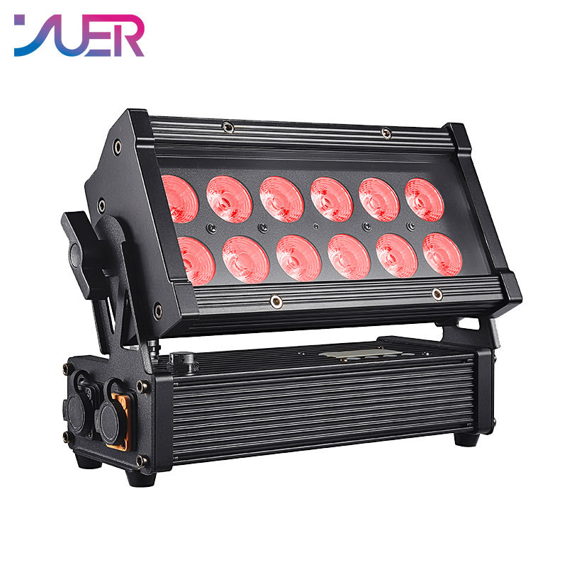 YUER Waterproof IP65 12x18W RGBWA+UV 6 in 1 LED With Battery Wash Light Wireless Remote Control Stage Light Party Wedding DJ Disco