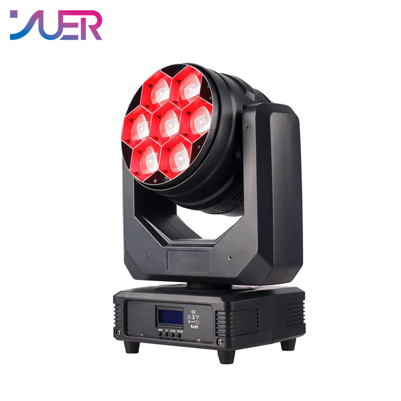 YUER  LED 7x40W RGBW Beam Wash Zoom Moving Head Light DMX 17 CH DJ Disco Party Church TV Studio Stage Effect Equipment