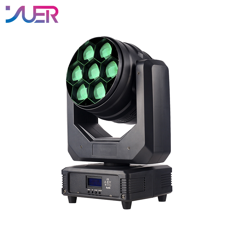 YUER  LED 7x40W RGBW Beam Wash Zoom Moving Head Light DMX 17 CH DJ Disco Party Church TV Studio Stage Effect Equipment