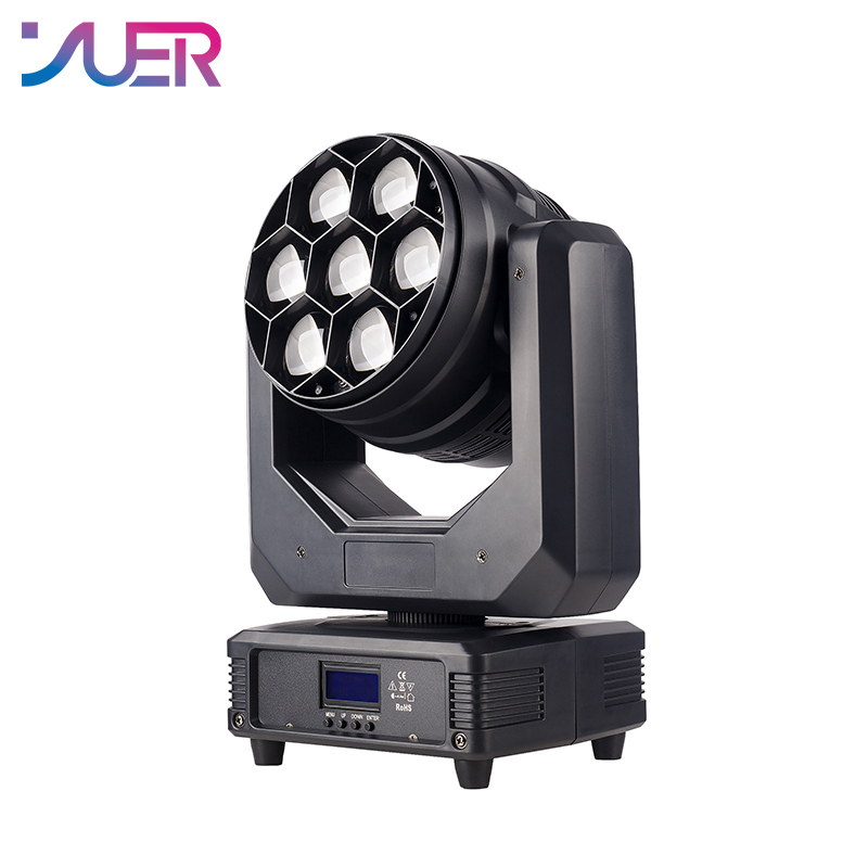 YUER  LED 7x40W RGBW Beam Wash Zoom Moving Head Light DMX 17 CH DJ Disco Party Church TV Studio Stage Effect Equipment