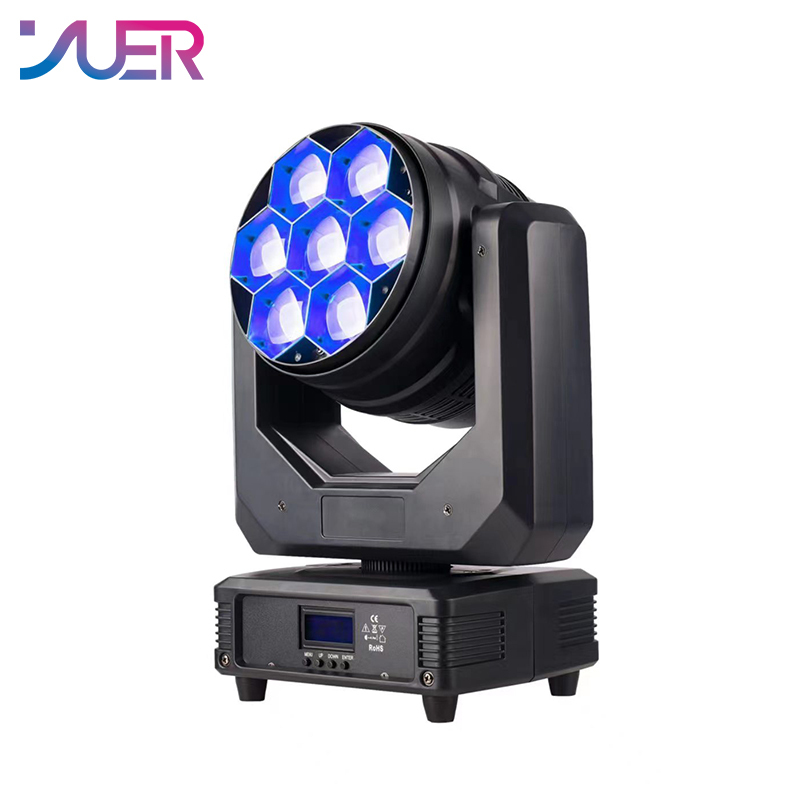 YUER  LED 7x40W RGBW Beam Wash Zoom Moving Head Light DMX 17 CH DJ Disco Party Church TV Studio Stage Effect Equipment