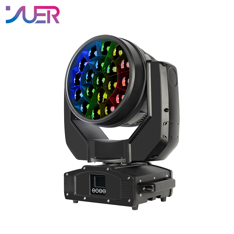 YUER Water Proof IP65 19X40W RGBW Zoom Wash Moving Head Light DMX512 19/27CH Beam Pattern Effect DJ Disco Stage Wedding Party Bar