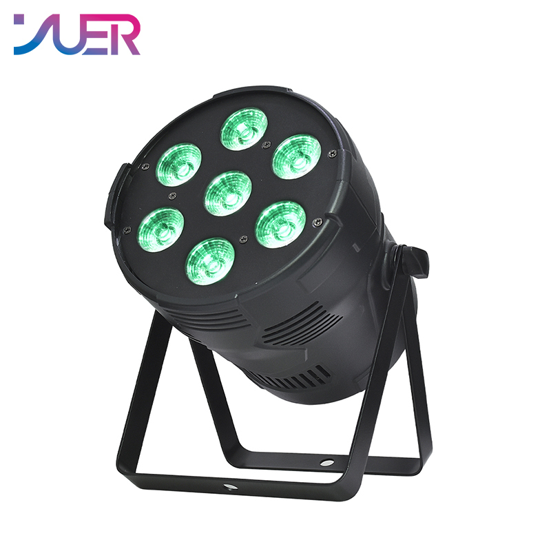 YUER LED Flat Par 7X12W RGBW Light Family Birthday Party Theater Wedding Stage Lighting DMX512 Remote Music Control
