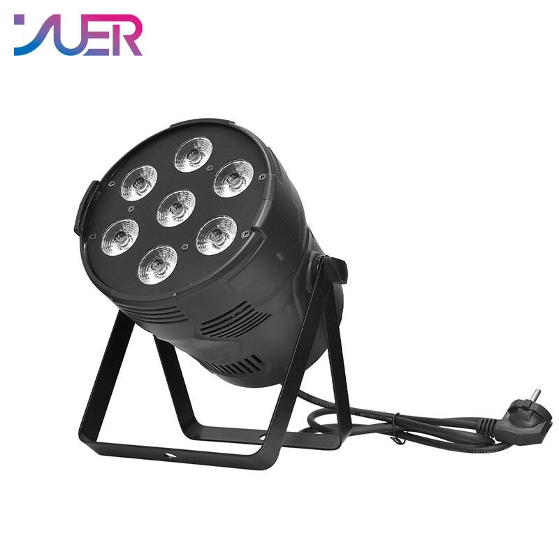 YUER LED Flat Par 7X12W RGBW Light Family Birthday Party Theater Wedding Stage Lighting DMX512 Remote Music Control