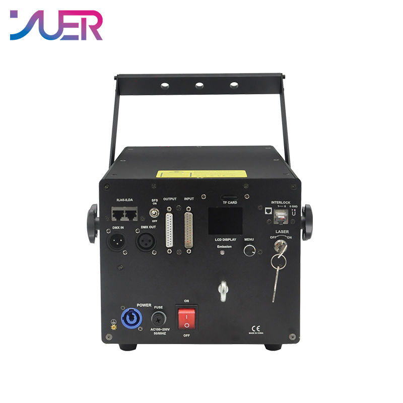 YUER RGB 15W ILDA 40Kpps Animation Scanner Projector Beam Laser Stage Lighting Effect Dance Party Wedding Holiday Bar Club DMX Dj