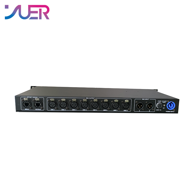 YUER Artnet Dmx Control 8 Port Signal Converter Output 4096 Channels Dj Disco Party Stage Lighting Controller