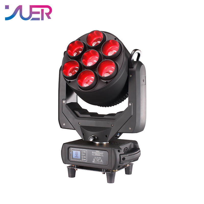 YUER Beam Zoom Wash Stage Moving Head LED RGBW 7x60w Light With 70x0.5w Auxiliary Lighting Dj Disco Party Consert Event Wedding