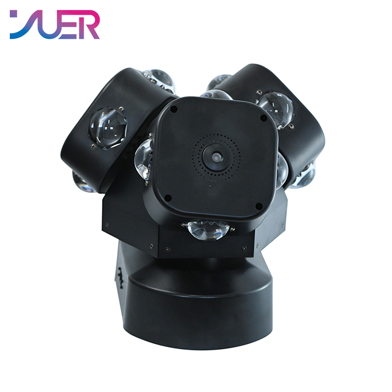 YUER NEW Mold 12X10W 3 head infinitely rotating moving head light With RGB Laser Light For DJ Disco Stage Wedding Music Party Bar