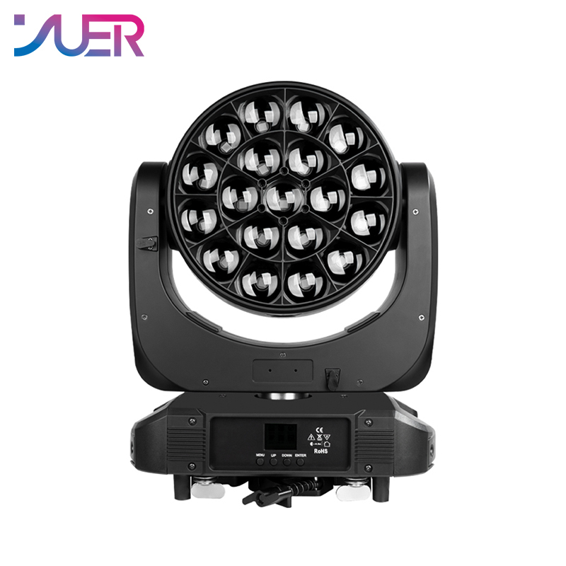 YUER 19X40W Bee Eye Zoom RGBW Moving Head Light DMX512 21/23/35/78/92/97/99CH Beam Pattern Effect DJ Disco Stage Wedding Party Bar