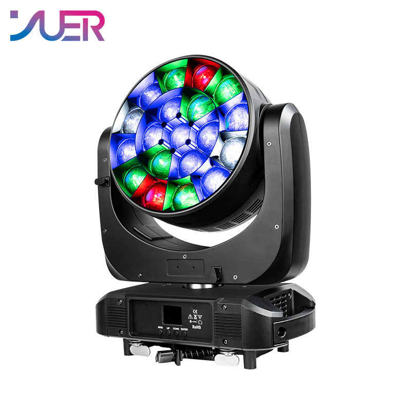 YUER 19X40W Bee Eye Zoom RGBW Moving Head Light DMX512 21/23/35/78/92/97/99CH Beam Pattern Effect DJ Disco Stage Wedding Party Bar